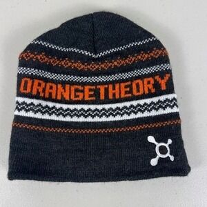 Orangetheory Fitness Beanie Knit Hat Charcoal Grey Orange‎ Splat Logo Winter Cap
